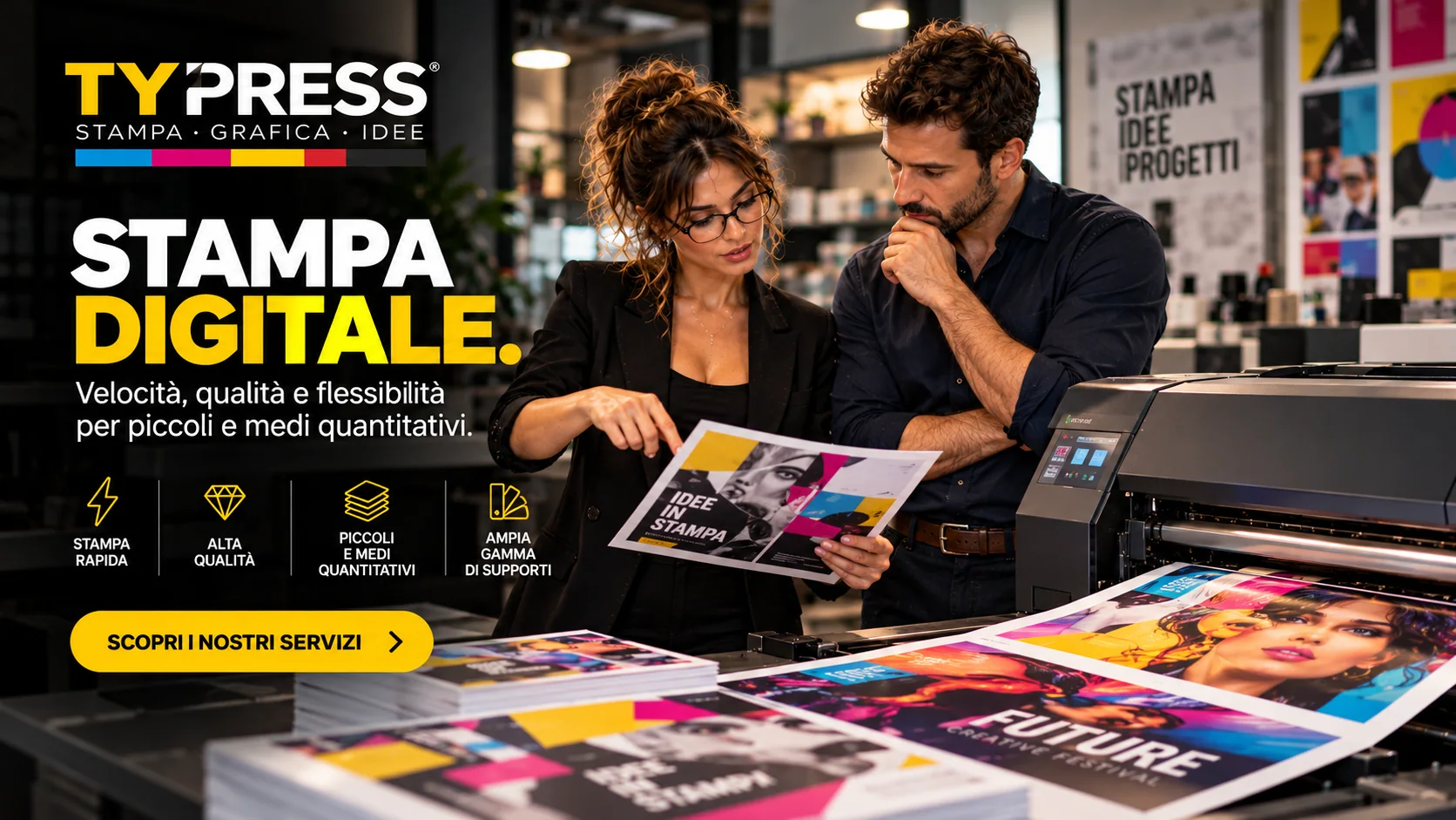 Stampa digitale idee in colori vivaci