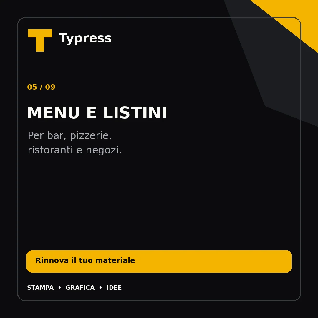 Slide 5 di 9: Menu e listini
